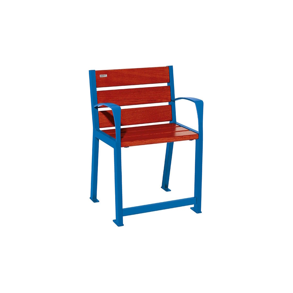 Fauteuil bois et acier Silaos spécial sénior RAL5010 - Chêne lasuré acajou - PROCITY - 209620.5010.ACAJ