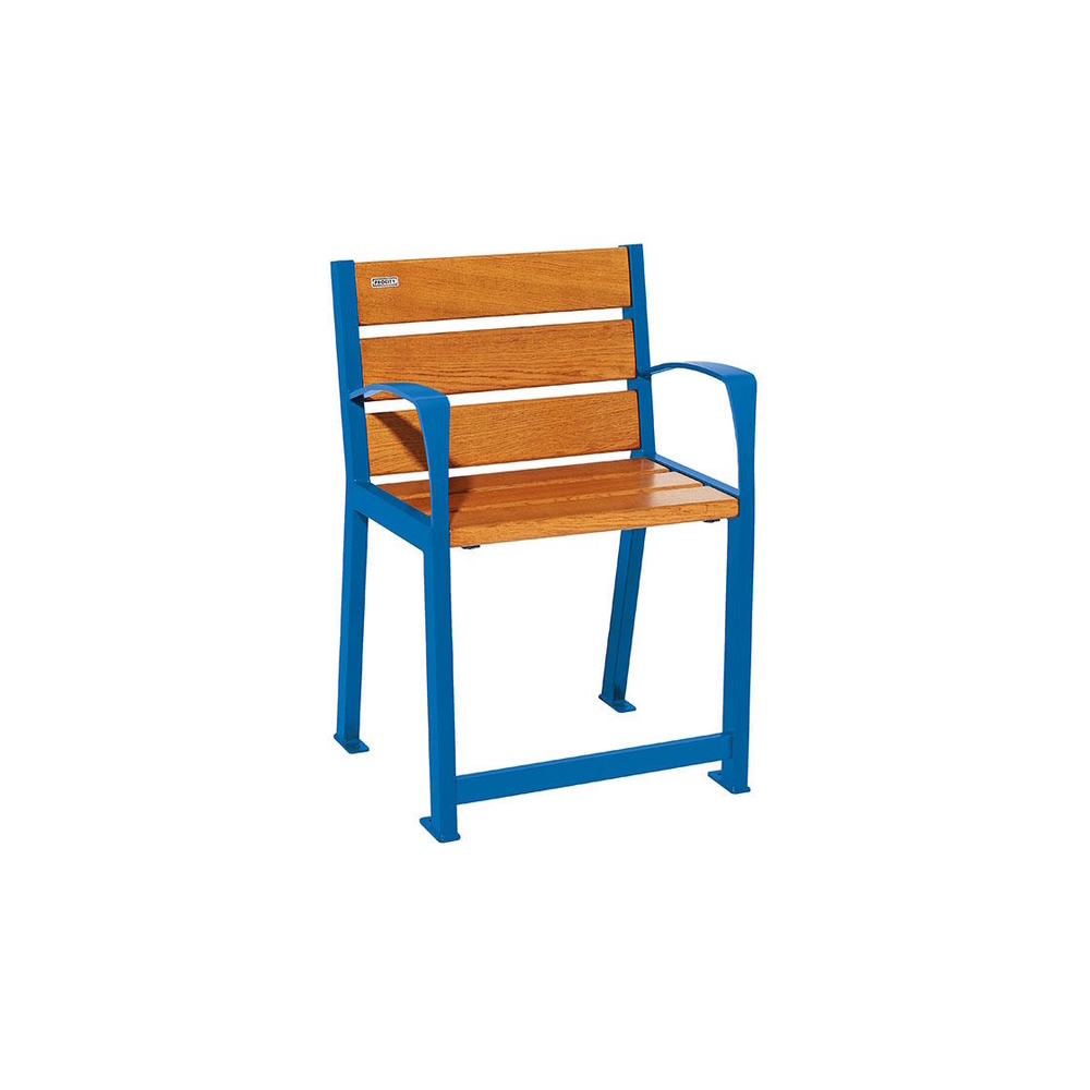 Fauteuil bois et acier Silaos spécial sénior RAL5010 - Chêne lasuré chêne clair - PROCITY - 209620.5010.CHEC