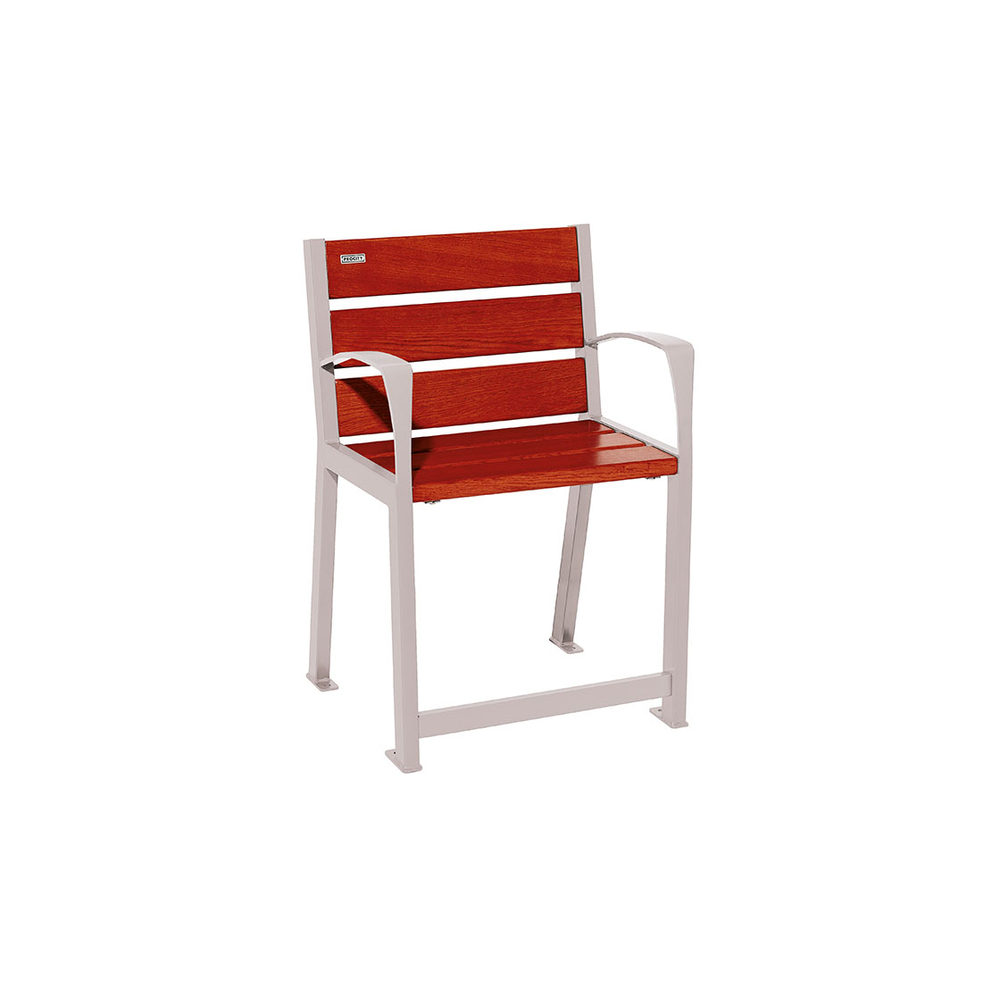Fauteuil bois et acier Silaos spécial sénior RAL7044 - Chêne lasuré acajou - PROCITY - 209620.7044.ACAJ