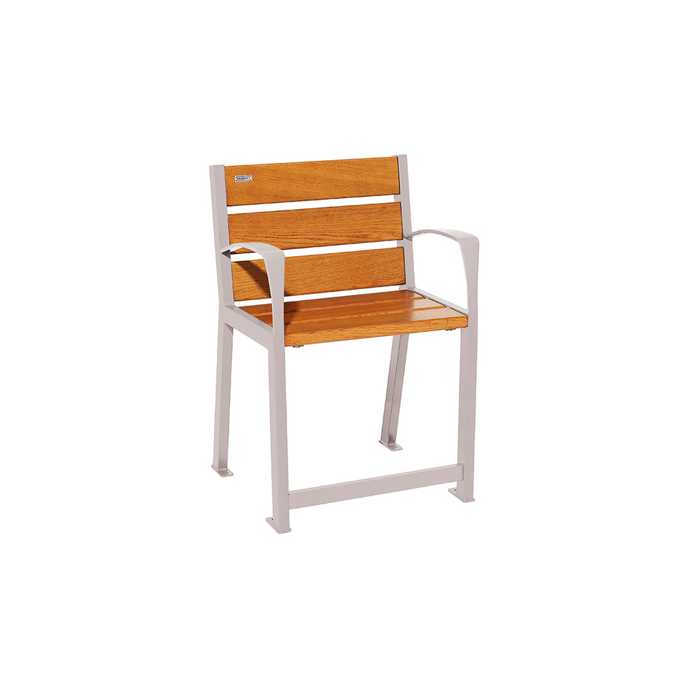 Fauteuil bois et acier Silaos spécial sénior RAL7044 - Chêne lasuré chêne clair - PROCITY - 209620.7044.CHEC