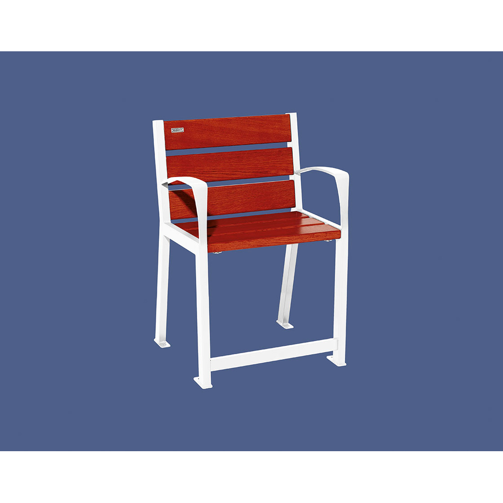 Fauteuil bois et acier Silaos spécial sénior RAL9010 - Chêne lasuré acajou - PROCITY - 209620.9010.ACAJ