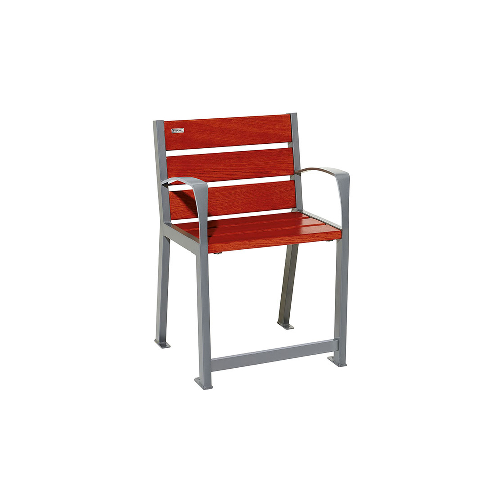 Fauteuil bois et acier Silaos spécial sénior Gris lasuré acajou - PROCITY - 209620.GPRO.ACAJ