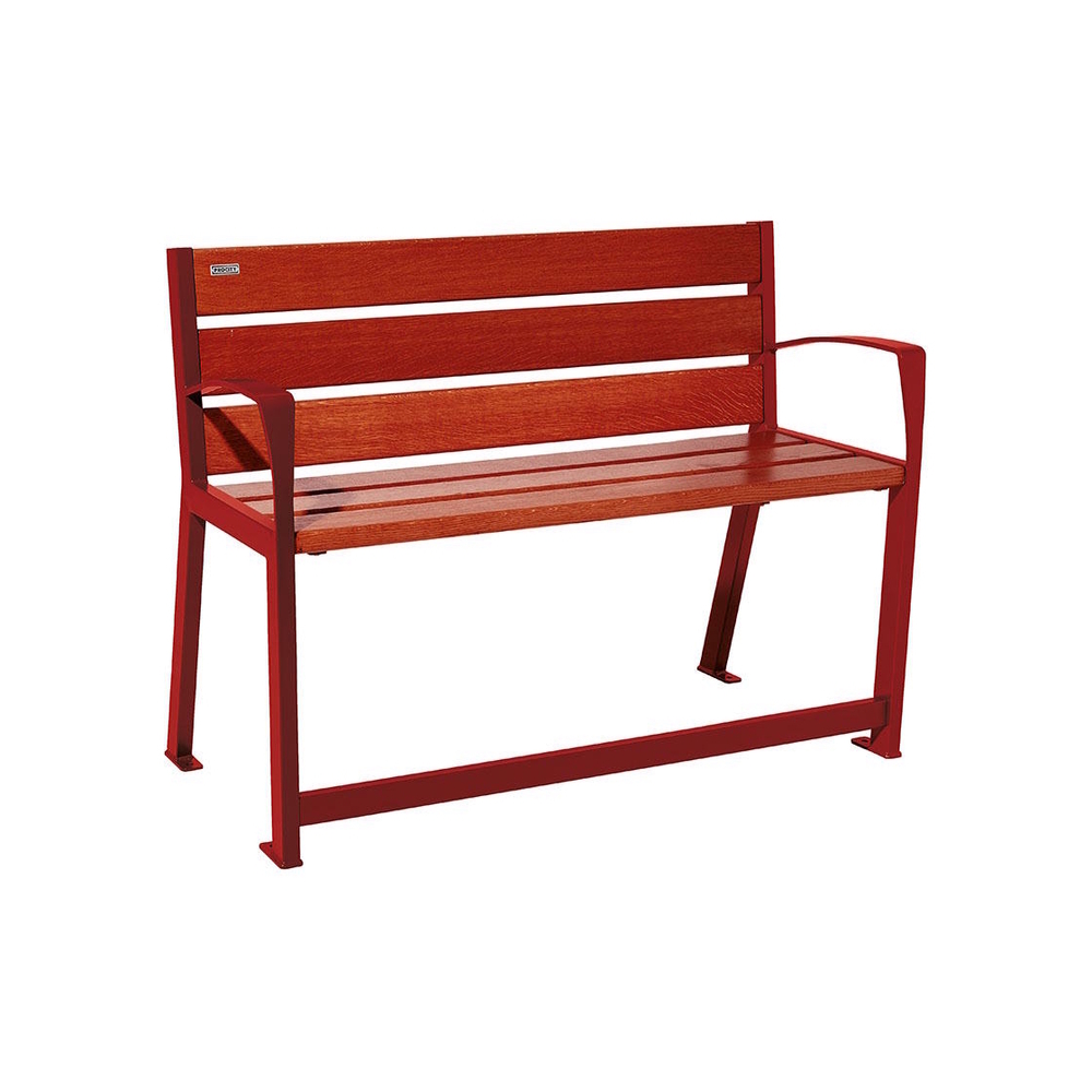 Banc bois et acier Silaos spécial sénior RAL3004 - Chêne lasuré acajou - 1200 - PROCITY - 209621.3004.ACAJ