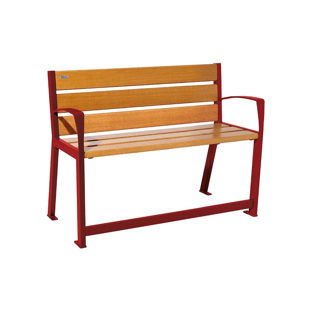 Banc bois et acier Silaos spécial sénior RAL3004 - Chêne lasuré chêne clair - 1200 - PROCITY - 209621.3004.CHEC
