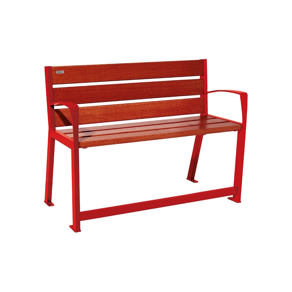 Banc bois et acier Silaos spécial sénior RAL3020 - Chêne lasuré acajou - 1200 - PROCITY - 209621.3020.ACAJ