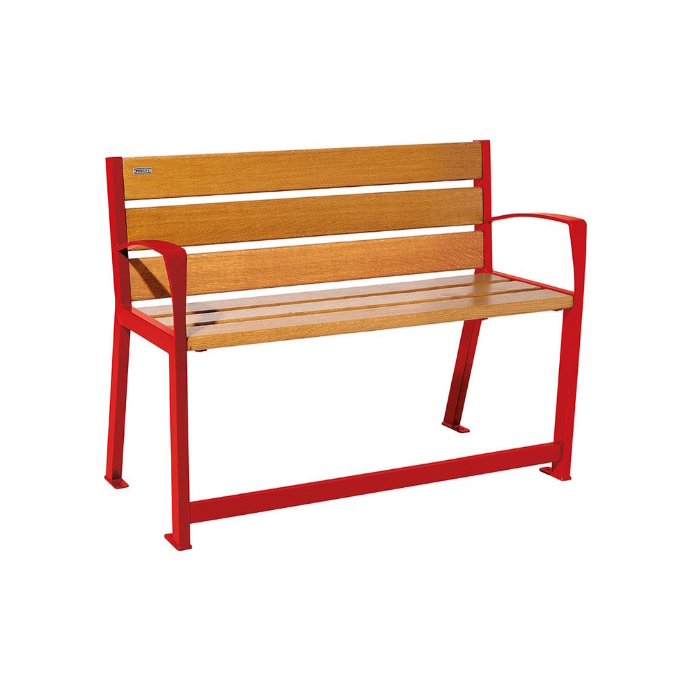 Banc bois et acier Silaos spécial sénior RAL3020 - Chêne lasuré chêne clair - 1200 - PROCITY - 209621.3020.CHEC