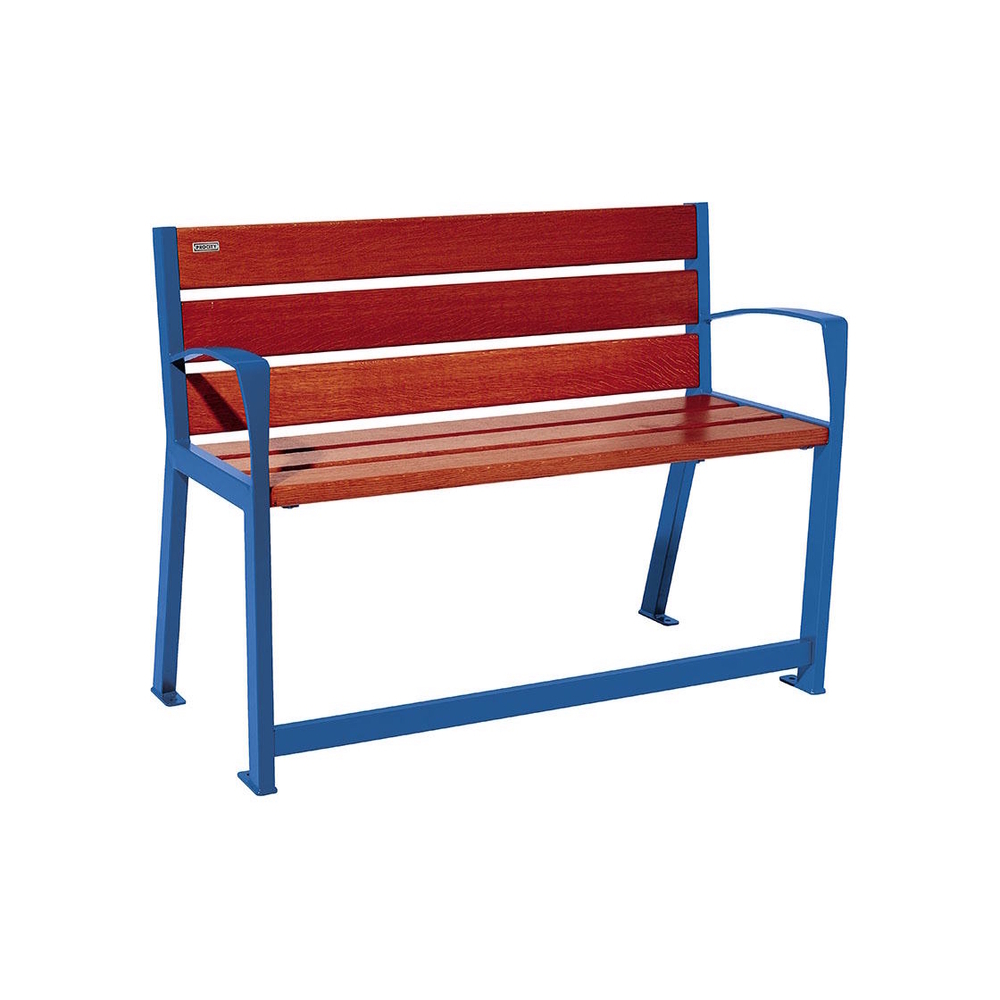 Banc bois et acier Silaos spécial sénior RAL5010 - Chêne lasuré acajou - 1200 - PROCITY - 209621.5010.ACAJ