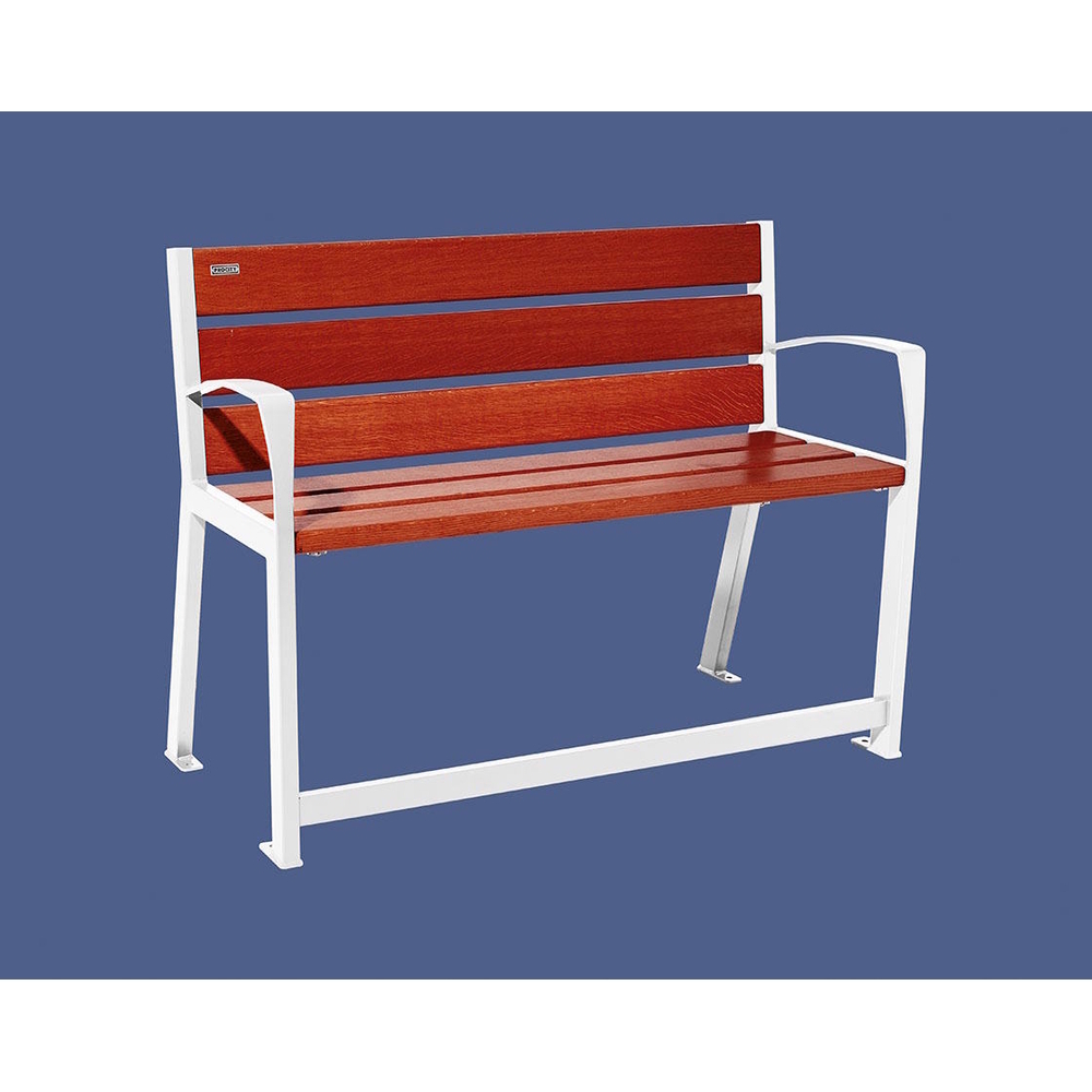 Banc bois et acier Silaos spécial sénior RAL9010 - Chêne lasuré acajou - 1200 - PROCITY - 209621.9010.ACAJ