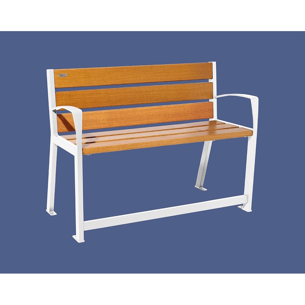 Banc bois et acier Silaos spécial sénior RAL9010 - Chêne lasuré chêne clair - 1200 - PROCITY - 209621.9010.CHEC