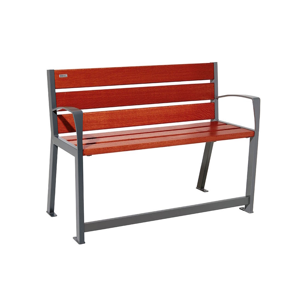 Banc bois et acier Silaos spécial sénior Gris lasuré acajou - PROCITY - 209621.GPRO.ACAJ