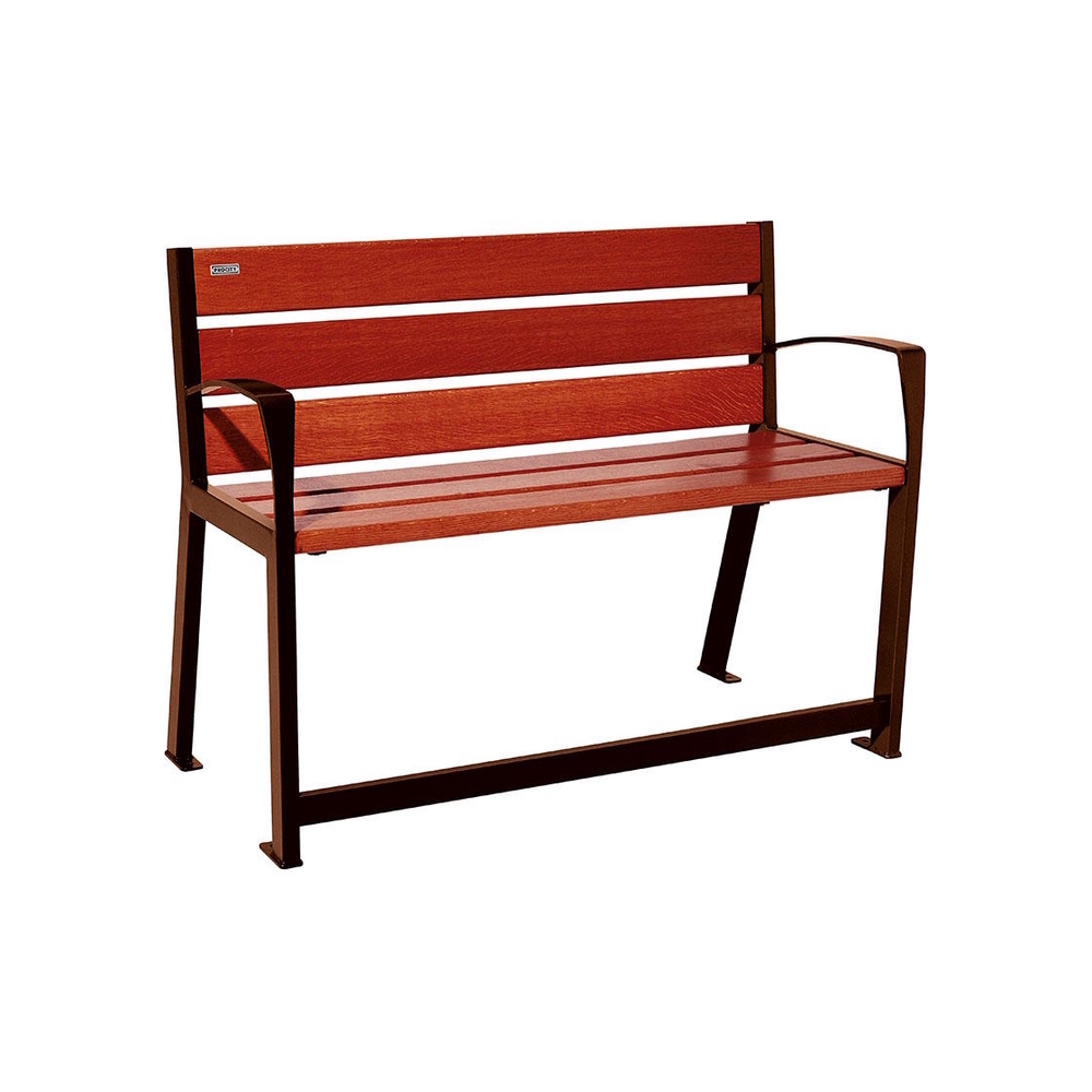 Banc bois et acier Silaos spécial sénior Aspect Corten - Chêne lasuré acajou - 1200 - PROCITY - 209621.S025.ACAJ