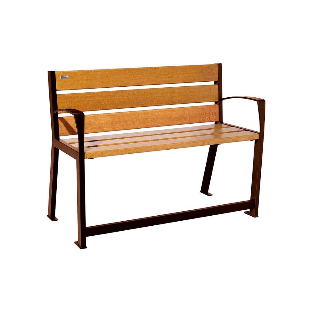 Banc bois et acier Silaos spécial sénior Aspect Corten - Chêne lasuré chêne clair - 1200 - PROCITY - 209621.S025.CHEC