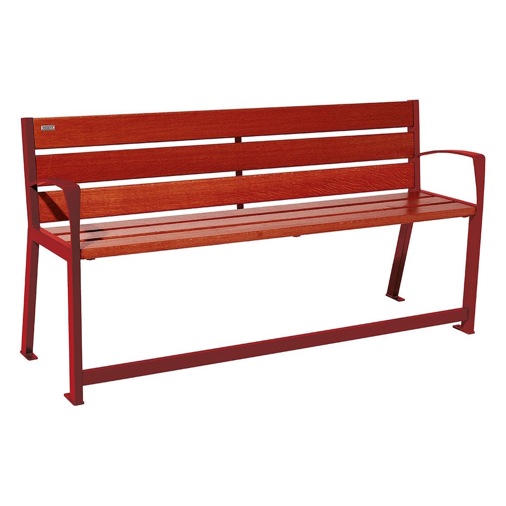 Banc bois et acier Silaos spécial sénior RAL3004 - Chêne lasuré acajou - 1800 - PROCITY - 209622.3004.ACAJ