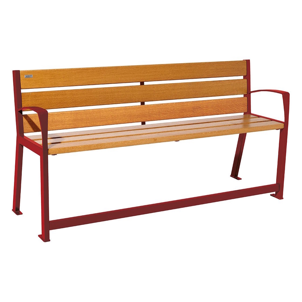 Banc bois et acier Silaos spécial sénior RAL3004 - Chêne lasuré chêne clair - 1800 - PROCITY - 209622.3004.CHEC