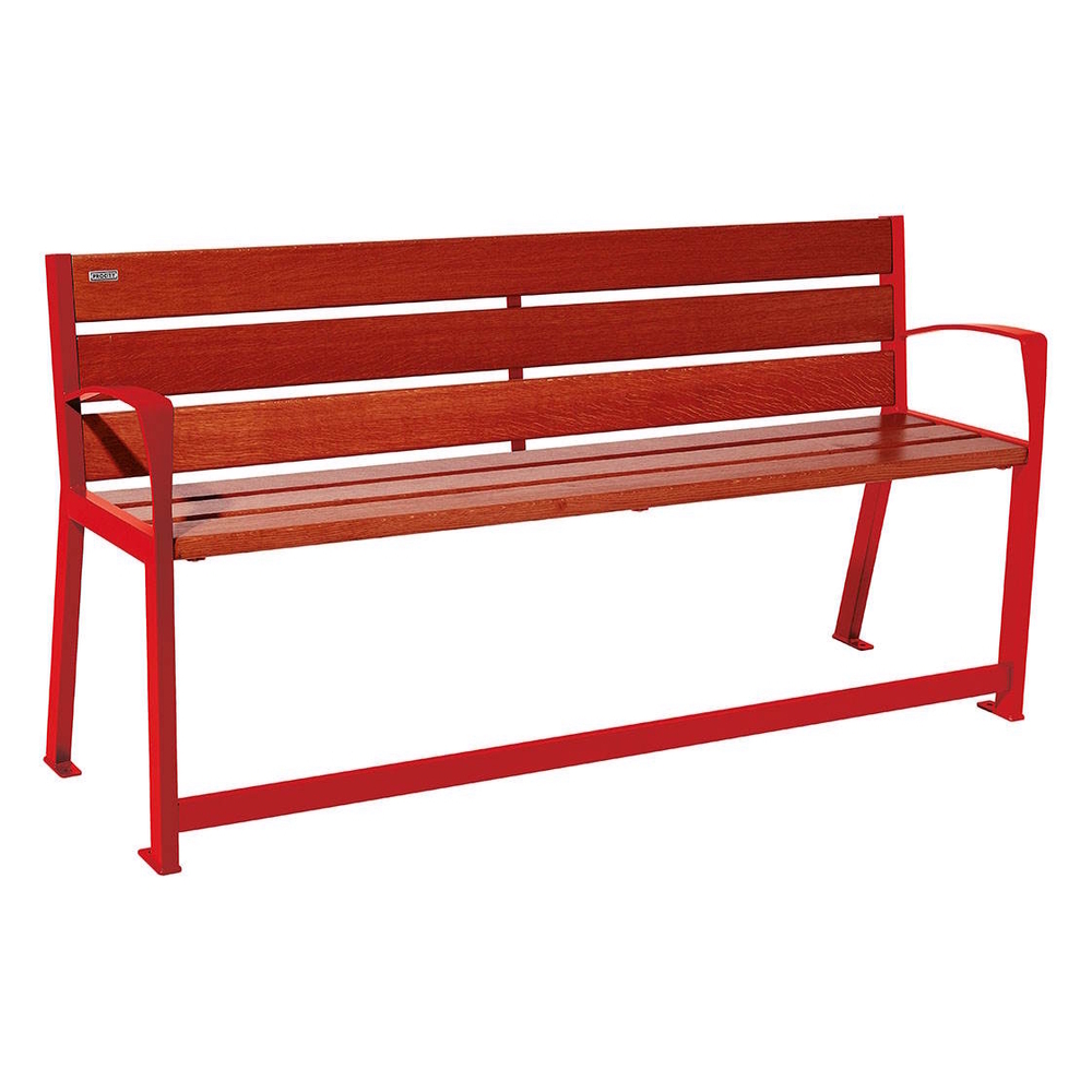 Banc bois et acier Silaos spécial sénior RAL3020 - Chêne lasuré acajou - 1800 - PROCITY - 209622.3020.ACAJ