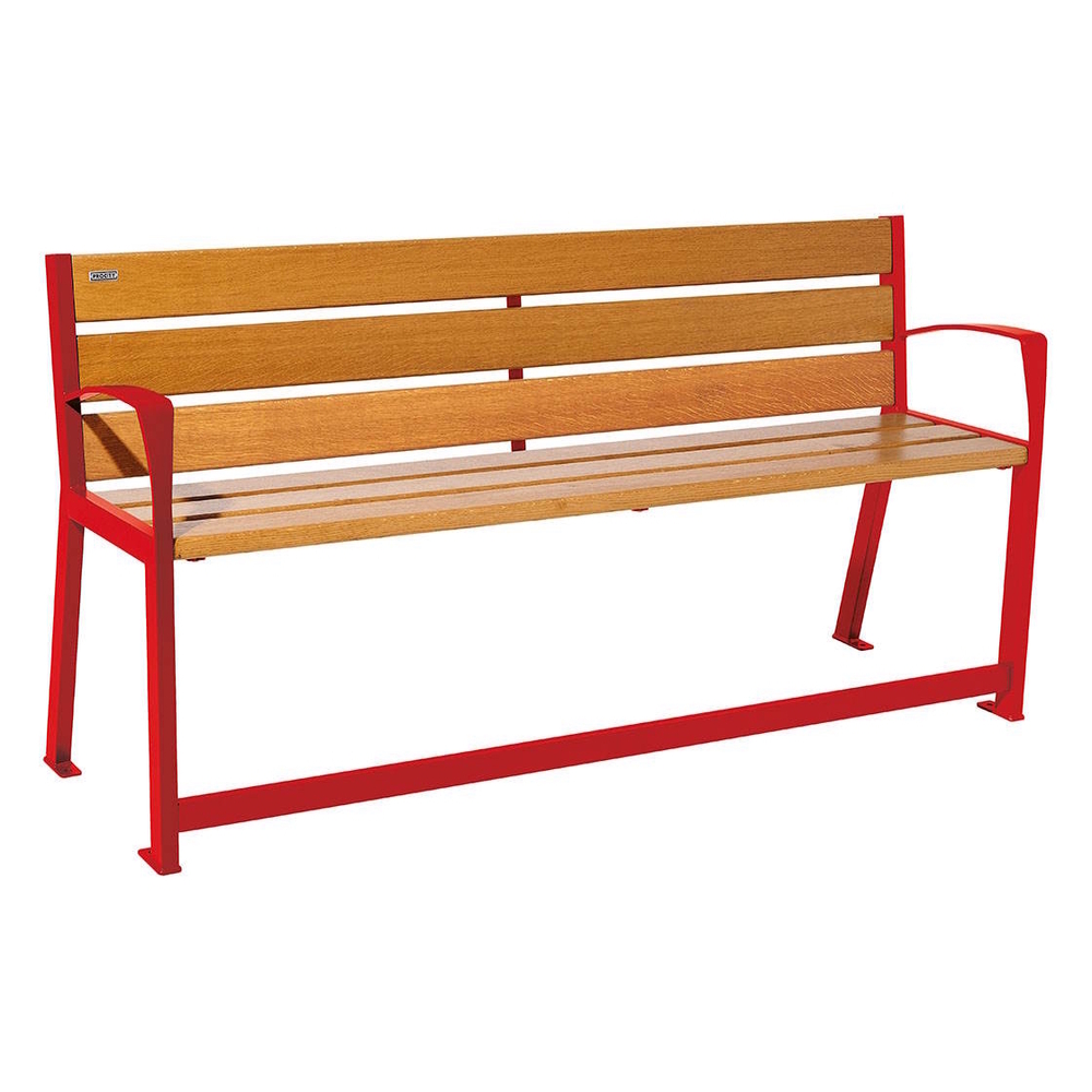 Banc bois et acier Silaos spécial sénior RAL3020 - Chêne lasuré chêne clair - 1800 - PROCITY - 209622.3020.CHEC