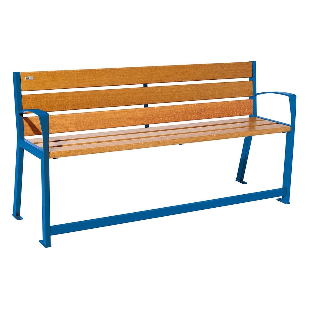Banc bois et acier Silaos spécial sénior RAL5010 - Chêne lasuré chêne clair - 1800 - PROCITY - 209622.5010.CHEC