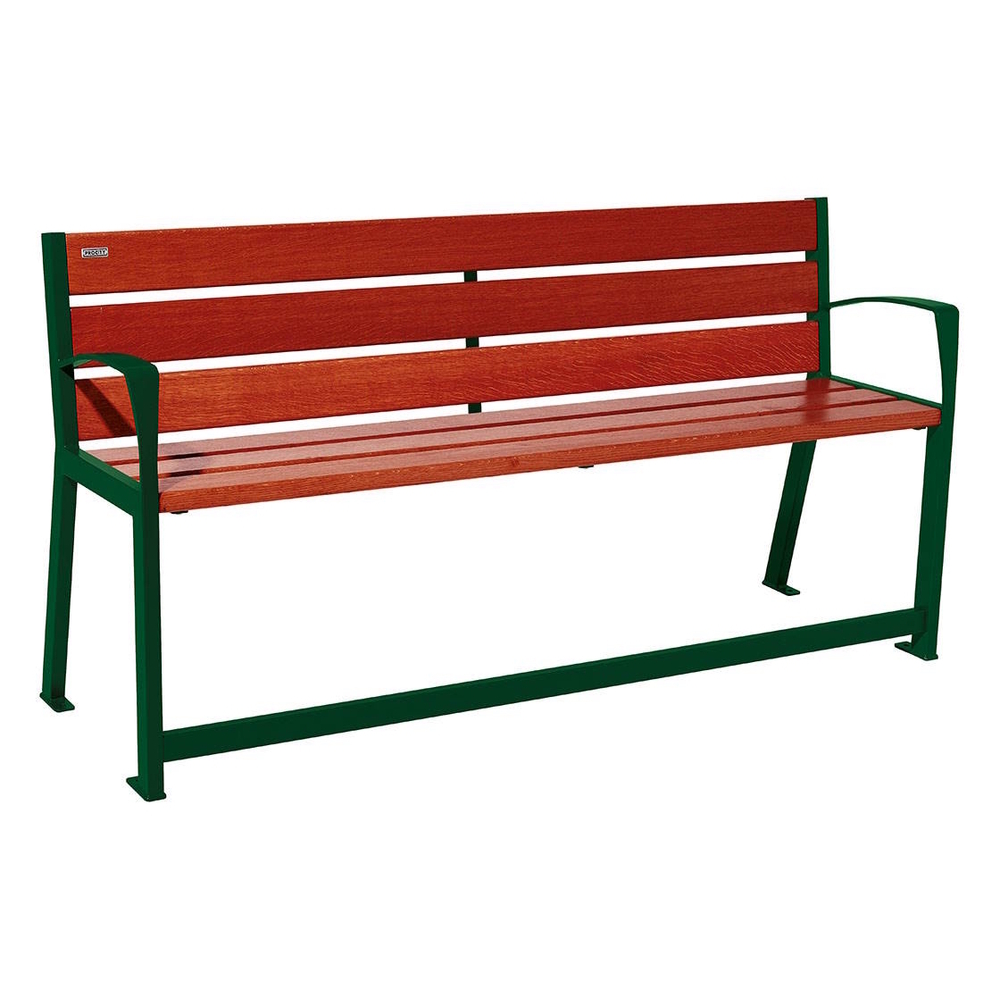 Banc bois et acier Silaos spécial sénior RAL6005 - Chêne lasuré acajou - 1800 - PROCITY - 209622.6005.ACAJ