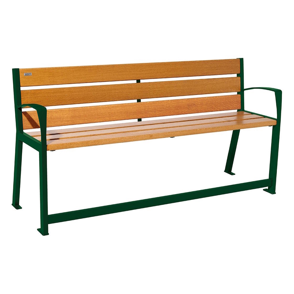 Banc bois et acier Silaos spécial sénior RAL6005 - Chêne lasuré chêne clair - 1800 - PROCITY - 209622.6005.CHEC