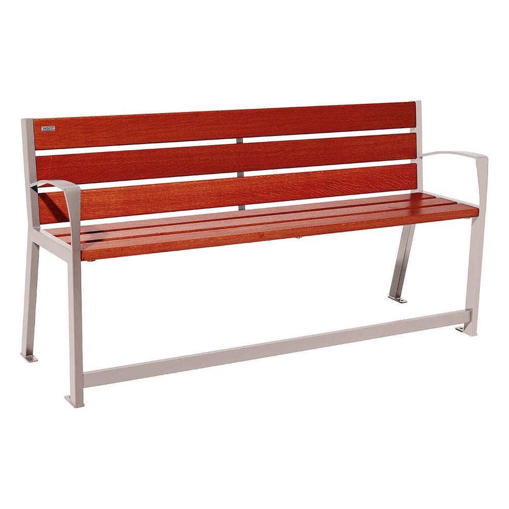 Banc bois et acier Silaos spécial sénior RAL7044 - Chêne lasuré acajou - 1800 - PROCITY - 209622.7044.ACAJ