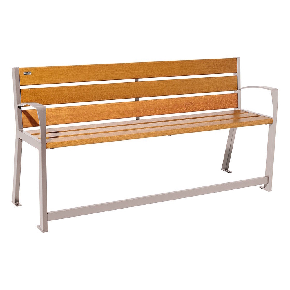 Banc bois et acier Silaos spécial sénior RAL7044 - Chêne lasuré chêne clair - 1800 - PROCITY - 209622.7044.CHEC