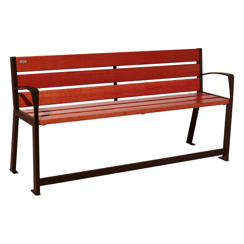 Banc bois et acier Silaos spécial sénior RAL8017 - Chêne lasuré acajou - 1800 - PROCITY - 209622.8017.ACAJ
