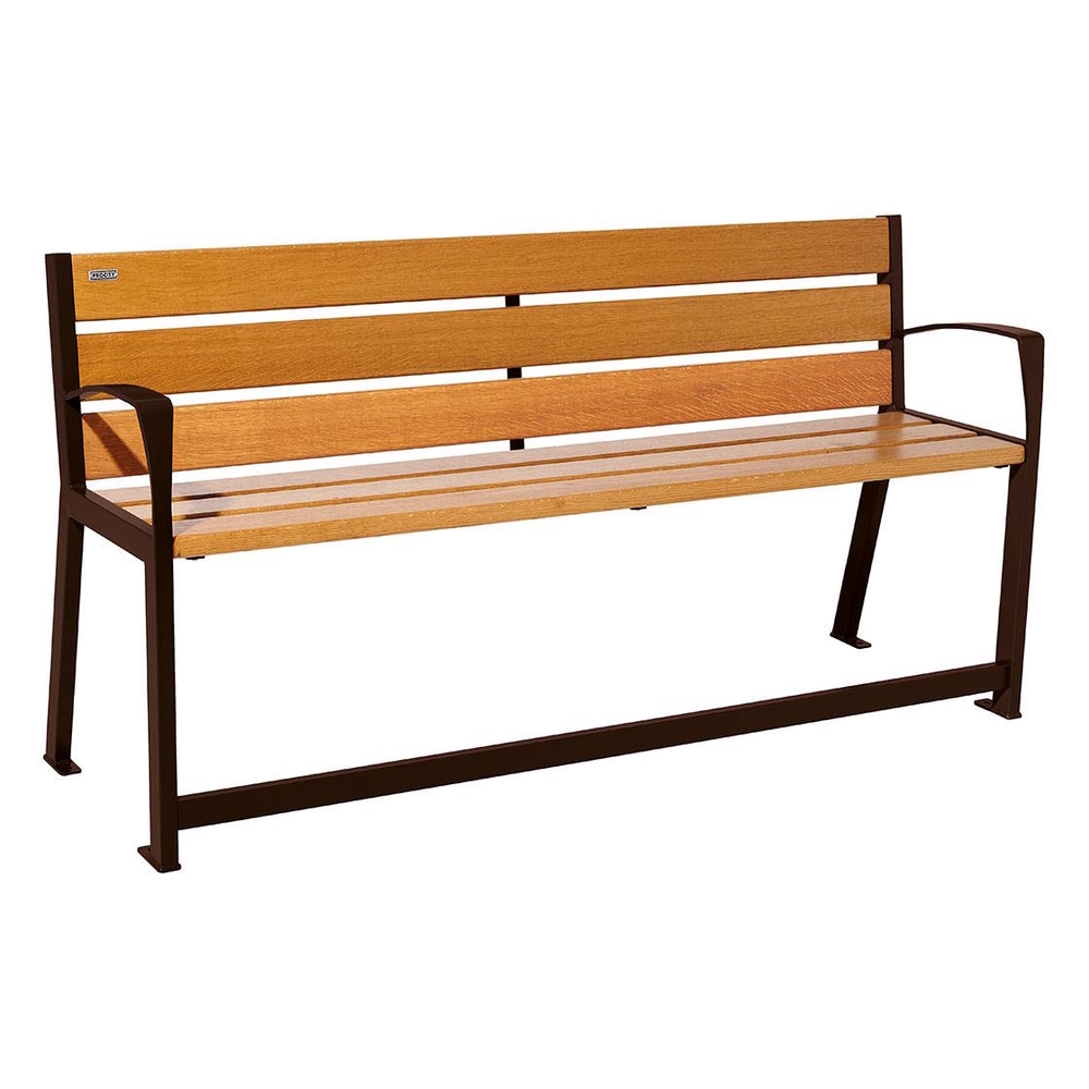 Banc bois et acier Silaos spécial sénior RAL8017 - Chêne lasuré chêne clair - 1800 - PROCITY - 209622.8017.CHEC