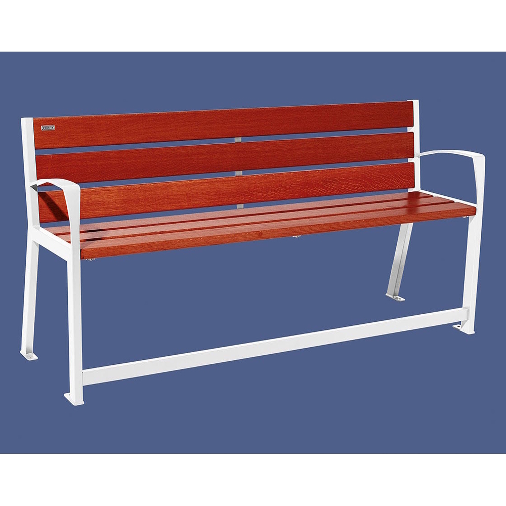 Banc bois et acier Silaos spécial sénior RAL9010 - Chêne lasuré acajou - 1800 - PROCITY - 209622.9010.ACAJ