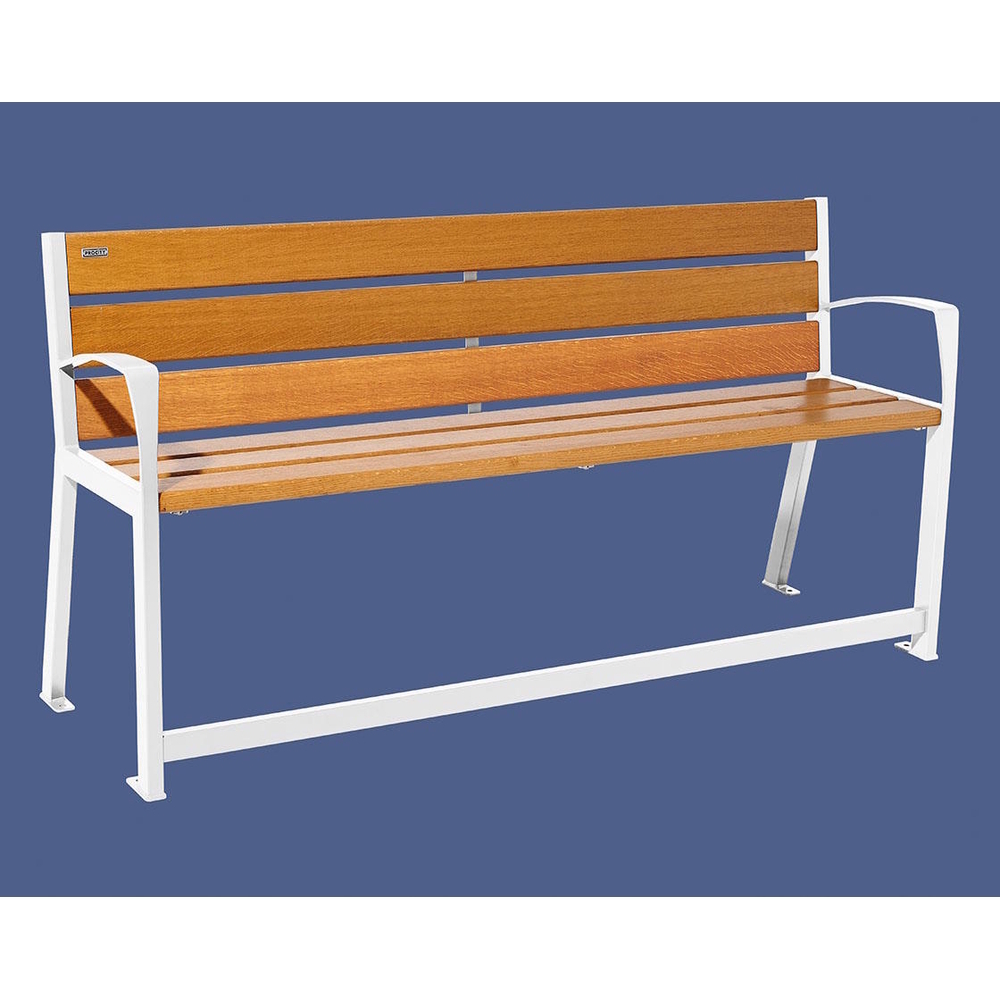 Banc bois et acier Silaos spécial sénior RAL9010 - Chêne lasuré chêne clair - 1800 - PROCITY - 209622.9010.CHEC