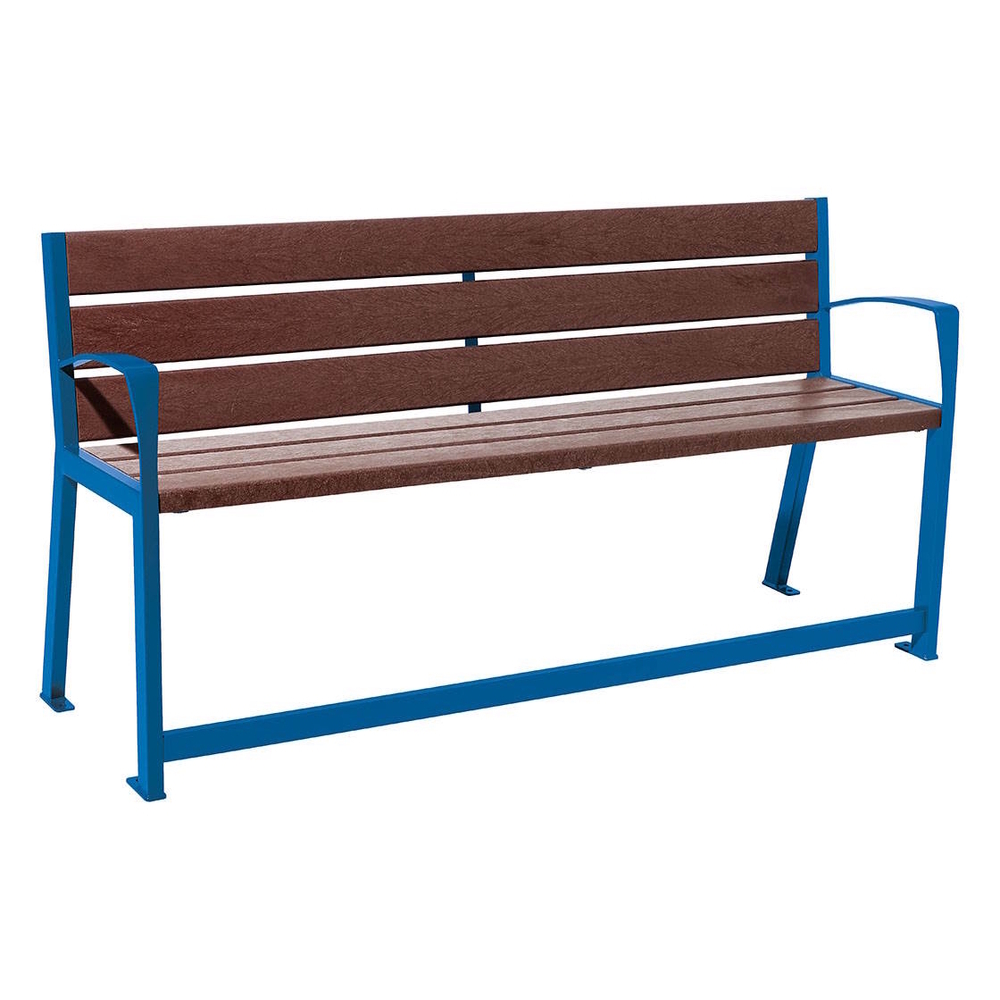 Banc plastique recyclé et acier Silaos spécial sénior RAL5010 - PROCITY - 209624.5010