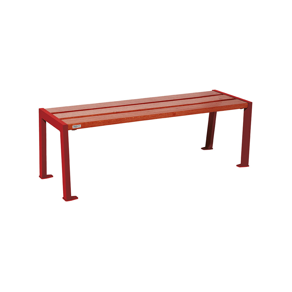Banquette Silaos acier et bois RAL3004 - Chêne lasuré acajou - 1200 - PROCITY - 209631.3004.ACAJ
