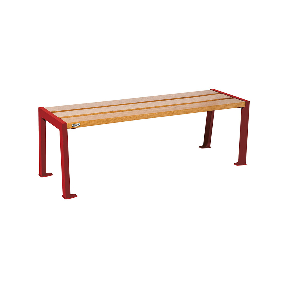 Banquette Silaos acier et bois RAL3004 - Chêne lasuré chêne clair - 1200 - PROCITY - 209631.3004.CHEC