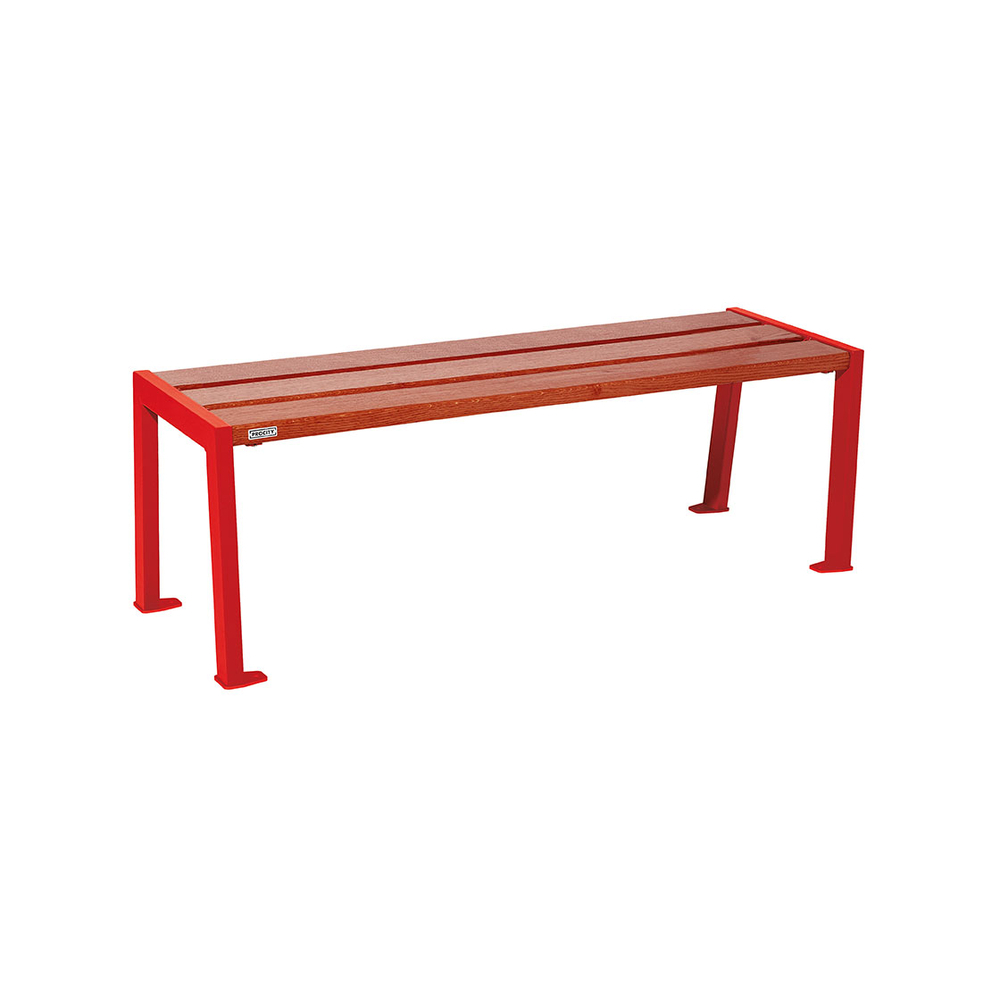 Banquette Silaos acier et bois RAL3020 - Chêne lasuré acajou - 1200 - PROCITY - 209631.3020.ACAJ