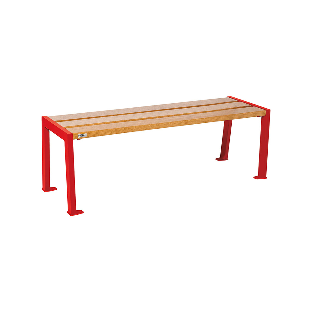 Banquette Silaos acier et bois RAL3020 - Chêne lasuré chêne clair - 1200 - PROCITY - 209631.3020.CHEC
