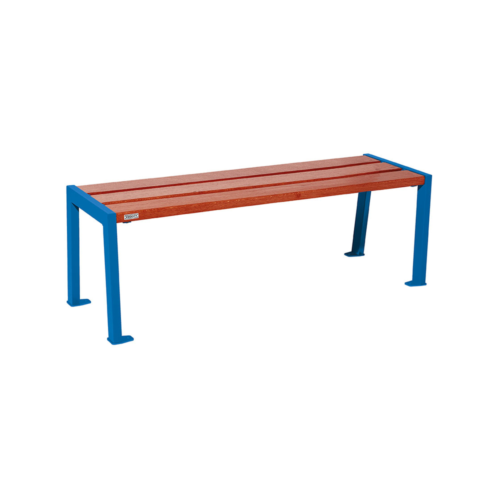 Banquette Silaos acier et bois RAL5010 - Chêne lasuré acajou - 1200 - PROCITY - 209631.5010.ACAJ