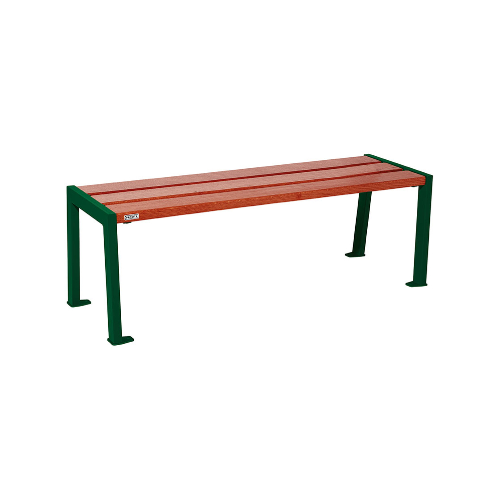 Banquette Silaos acier et bois RAL6005 - Chêne lasuré acajou - 1200 - PROCITY - 209631.6005.ACAJ