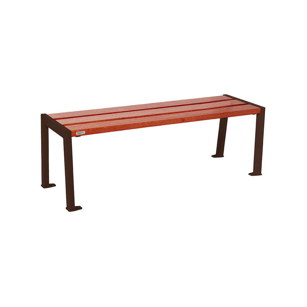 Banquette Silaos acier et bois RAL8017 - Chêne lasuré acajou - 1200 - PROCITY - 209631.8017.ACAJ