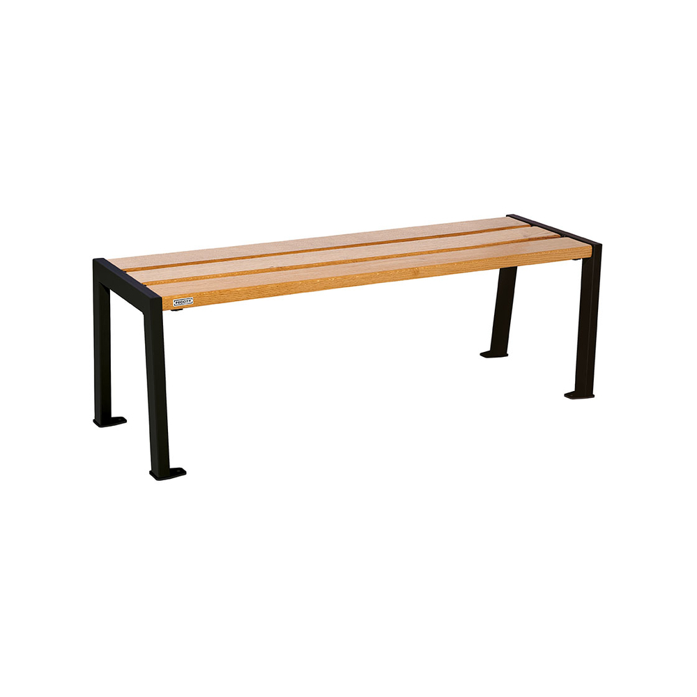 Banquette Silaos acier et bois RAL9005 - Chêne lasuré chêne clair - 1200 - PROCITY - 209631.9005.CHEC