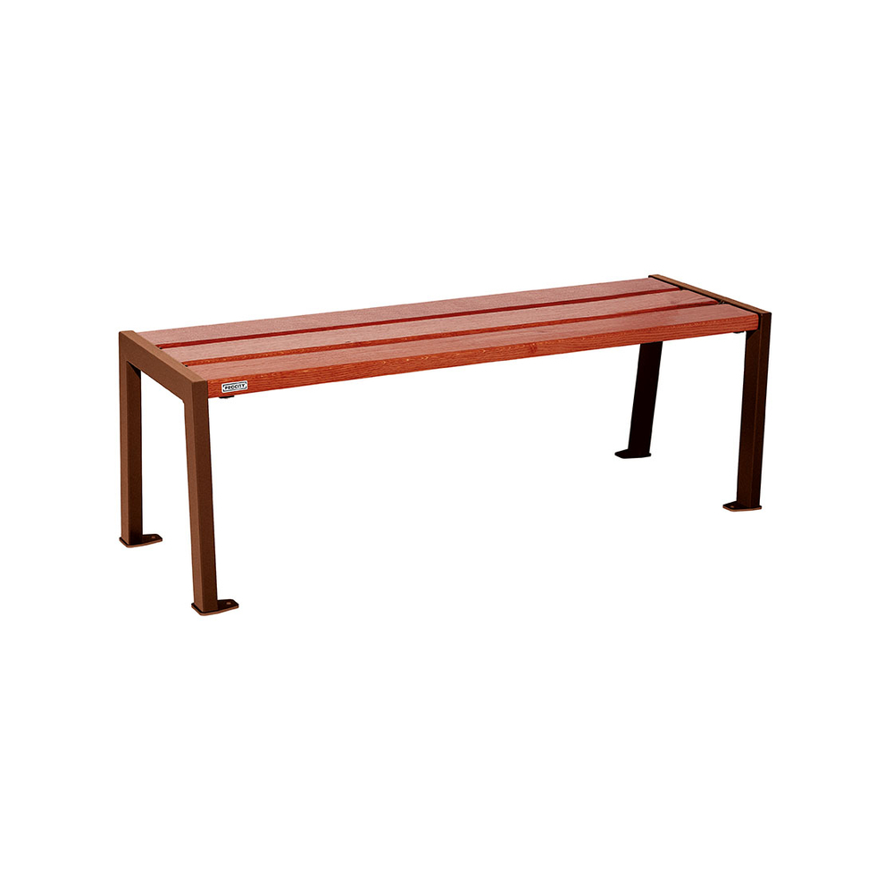 Banquette Silaos acier et bois Aspect Corten - Chêne lasuré acajou - 1200 - PROCITY - 209631.S025.ACAJ