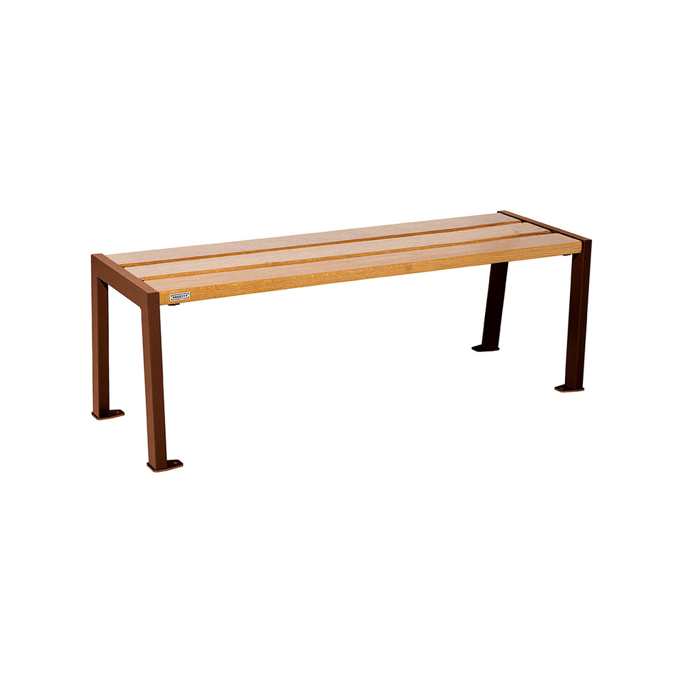 Banquette Silaos acier et bois Aspect Corten - Chêne lasuré chêne clair - 1200 - PROCITY - 209631.S025.CHEC