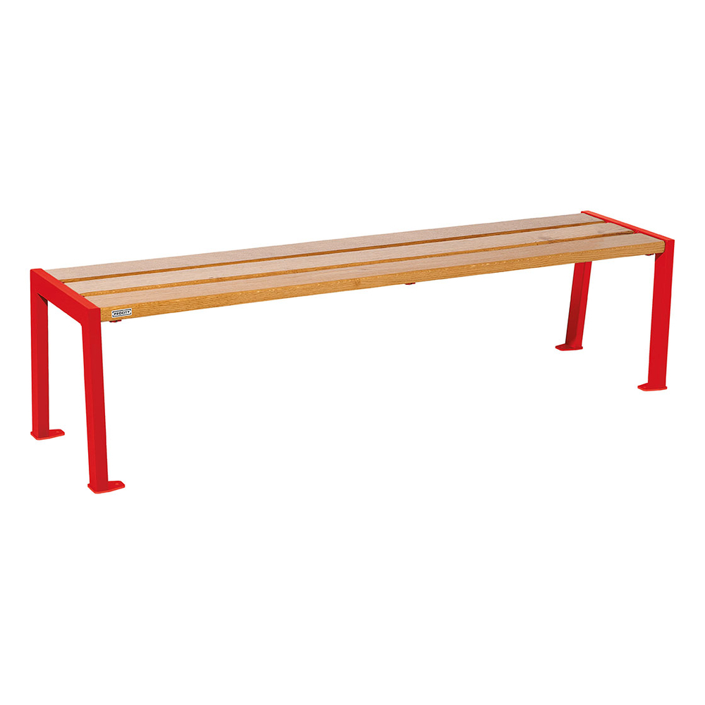Banquette Silaos acier et bois RAL3020 - Chêne lasuré chêne clair - 1800 - PROCITY - 209632.3020.CHEC