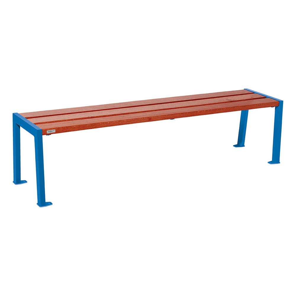 Banquette Silaos acier et bois RAL5010 - Chêne lasuré acajou - 1800 - PROCITY - 209632.5010.ACAJ