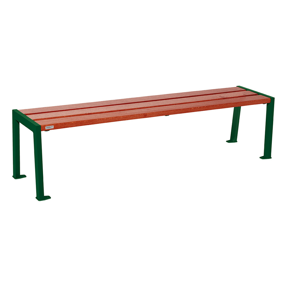 Banquette Silaos acier et bois RAL6005 - Chêne lasuré acajou - 1800 - PROCITY - 209632.6005.ACAJ