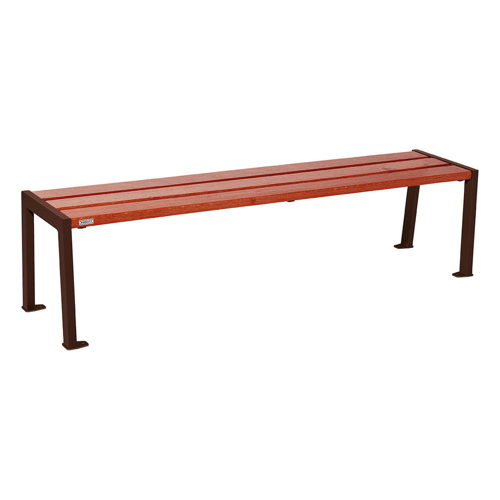 Banquette Silaos acier et bois RAL8017 - Chêne lasuré acajou - 1800 - PROCITY - 209632.8017.ACAJ