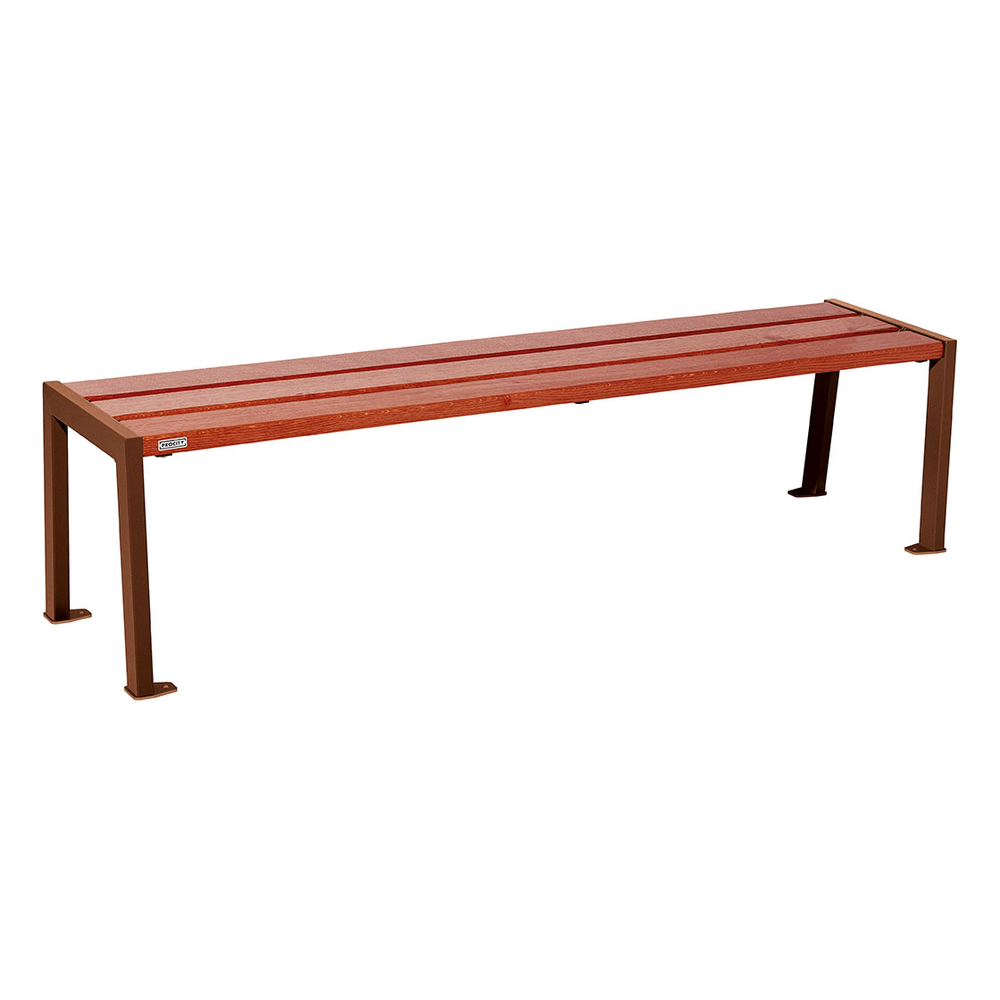 Banquette Silaos acier et bois Aspect Corten - Chêne lasuré acajou - 1800 - PROCITY - 209632.S025.ACAJ