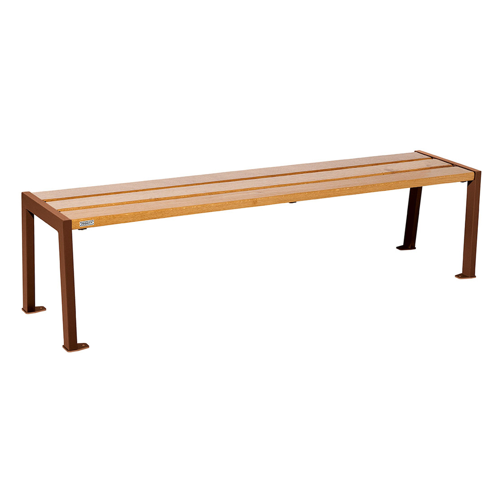 Banquette Silaos acier et bois Aspect Corten - Chêne lasuré chêne clair - 1800 - PROCITY - 209632.S025.CHEC