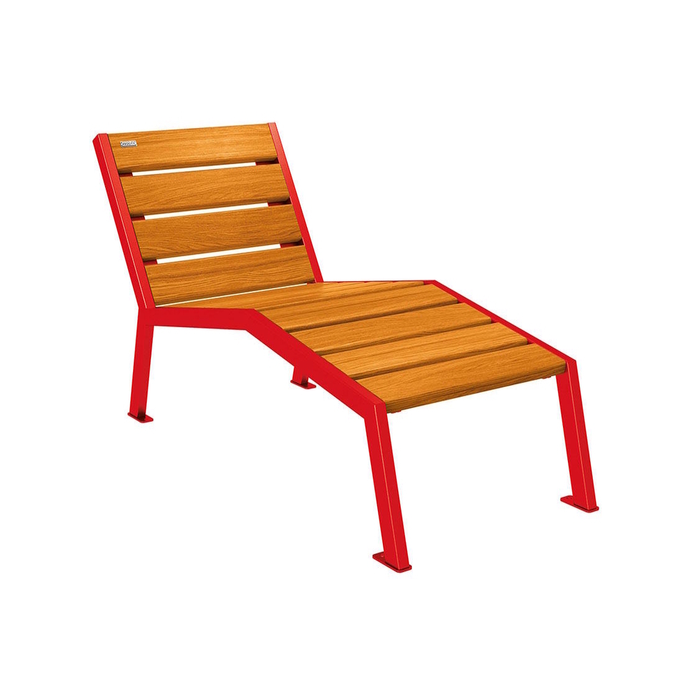 Chaise longue bois et acier Silaos RAL3020 - Chêne lasuré chêne clair - Sans accoudoir - 600mm - 1 place - PROCITY - 209640.3020.CHEC
