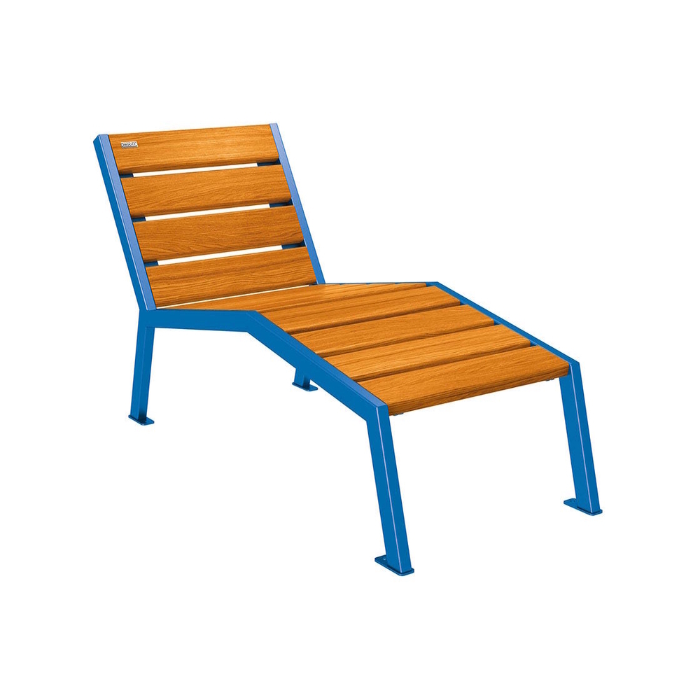 Chaise longue bois et acier Silaos RAL5010 - Chêne lasuré chêne clair - Sans accoudoir - 600mm - 1 place - PROCITY - 209640.5010.CHEC
