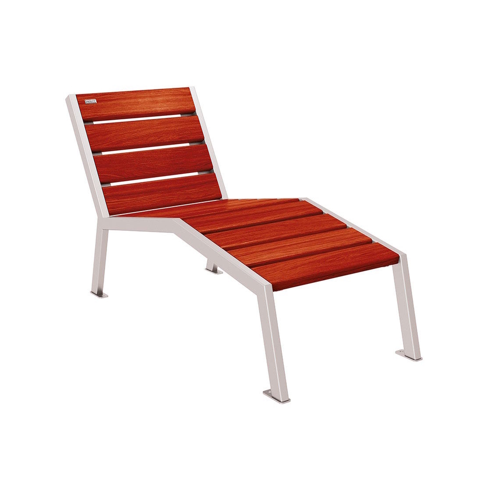Chaise longue bois et acier Silaos RAL7044 - Chêne lasuré acajou - Sans accoudoir - 600mm - 1 place - PROCITY - 209640.7044.ACAJ