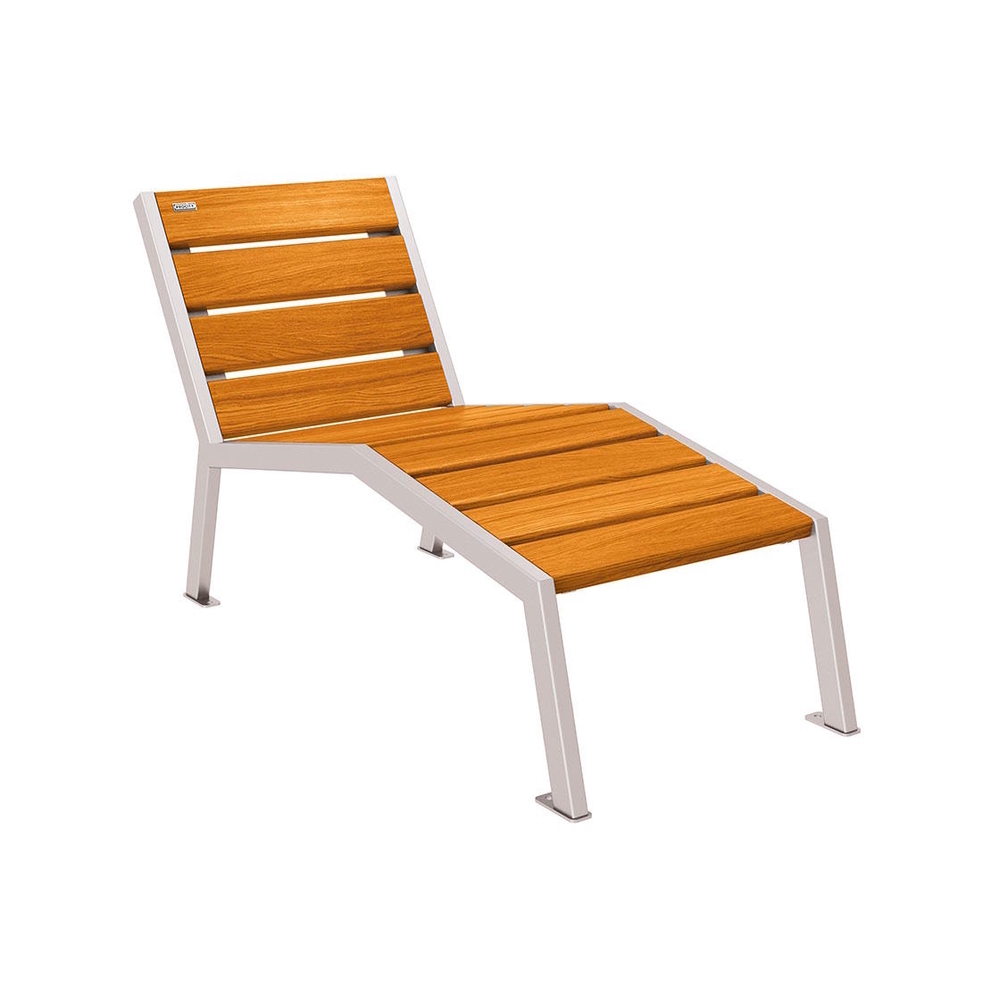 Chaise longue bois et acier Silaos RAL7044 - Chêne lasuré chêne clair - Sans accoudoir - 600mm - 1 place - PROCITY - 209640.7044.CHEC